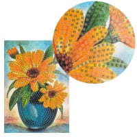 Diamond-Painting-Grußkarte, Ringelblumen in Vase, 11,5cm x 16,5cm, inkl. Zubehör