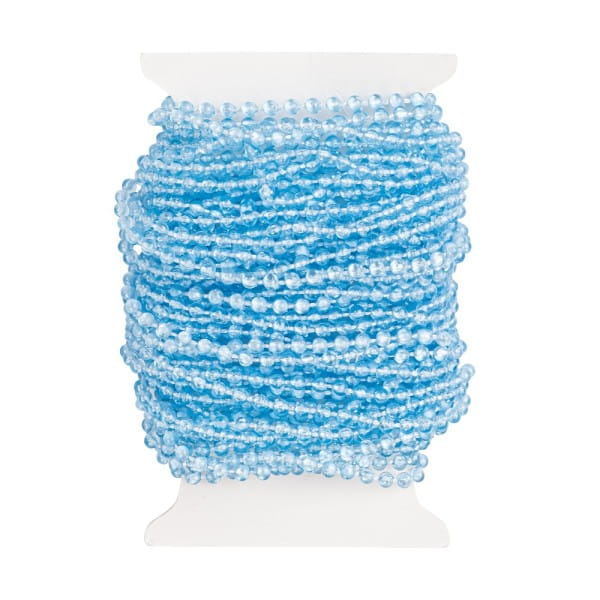 Perlen-Band, 10m lang, Perlen: Ø 3mm, transparent, hellblau