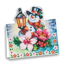 Diamond-Painting-Aufstellkarte, Schneemann mit Laterne, 16,3cm x 16cm, inkl. Umschlag & Werkzeug