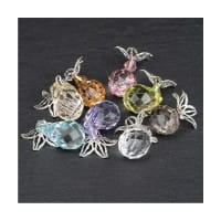 Anhänger mit Perlenkappe, Design 4, 3,3cm x 1,2cm, facettiert, 8 verschiedene Farben, 20 Stück