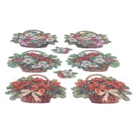 3-D Relief-Sticker, Winterfloristik-Körbe, Folienveredelung Hellgold, versch. Größen, selbstklebend