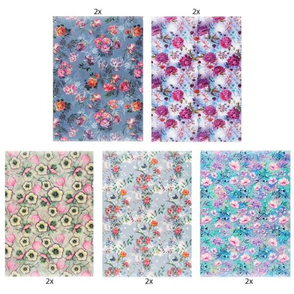 Motiv-Transparentpapiere Deluxe, Blumen 1, DIN A4, 150g/m², verschiedene Designs, geprägt, 10 Bogen