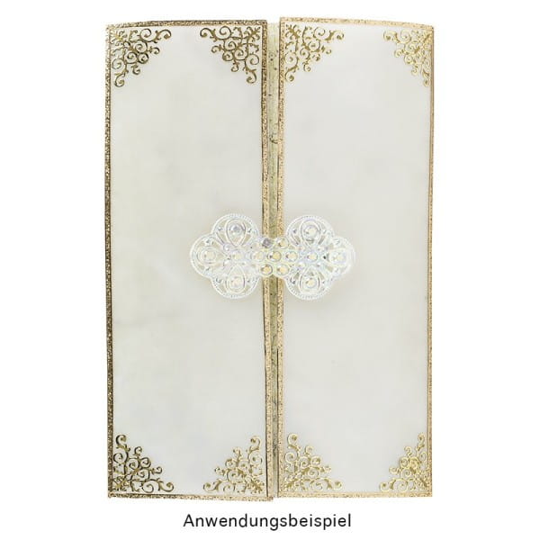 Kristallkunst-Schmucksteine, Ornament, 2,9cm x 5,3cm, transparent, klar, irisierend, 10 Stück