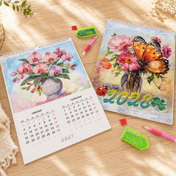 ExklusivBox: Diamond-Painting-Wandkalender für 2027 & 2028, 4-teilig