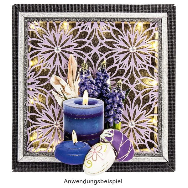 Laser-Kartenaufleger, Blumen 1, 14cm x 14cm, 4 versch. Designs, 5 Farbtöne, 20 Stück