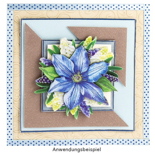 3-D Motive, Blumen in Blau-Violett, 6,5-9,5cm, 10 Motive