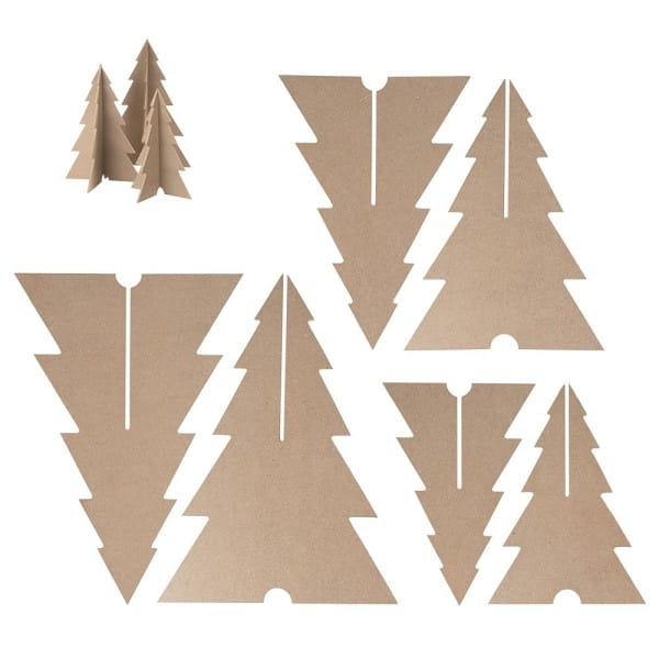 Tannenbaum-Rohlinge, zum Aufstellen, 3 verschiedene Größen, 4mm stark, 3 Stück