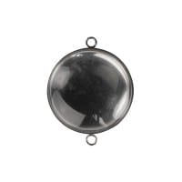 Schmuckanhänger & Cabochons, rund, mit 2 Ösen, Ø27mm, mit passendem Cabochons, Ø25mm, klar, 5 Stück