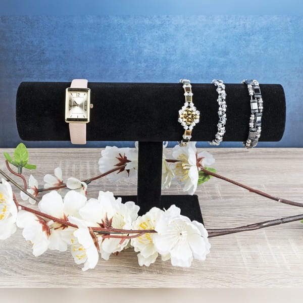 Schmuckständer für Armbänder & Uhren, 23,5cm x 7cm x 13,5cm, schwarz, Samt-Optik | Verschiedenes | Deko-Artikel | Deko- & Geschenkartikel