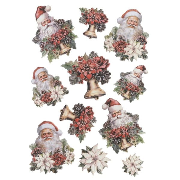 3-D Relief-Sticker, Weihnachtsmänner 2, verschiedene Größen, selbstklebend