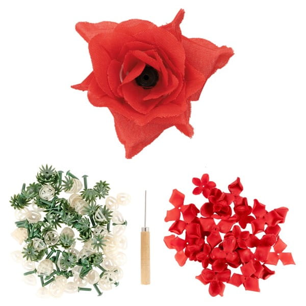 Deko-Blüte Rose, zum Selbstgestalten, rot, 501-teilig, 50 Stück
