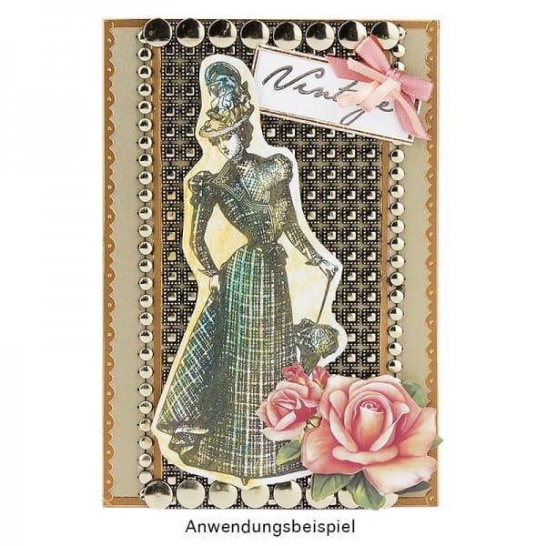 Feinkontur-Stempel, Motive auf Trägerfolie, Vintage Fashion