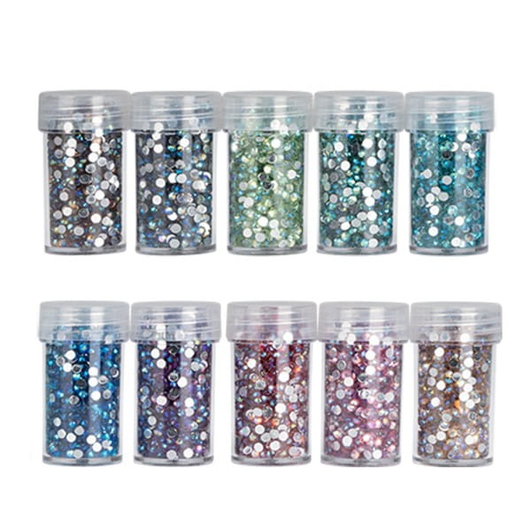 Diamond-Painting-Steine, Strass, irisierend, Sortierung 2, versch. Farben, je 8g, 10 Dosen