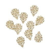Metall-Ornamente, Design 13, 4,8cm x 3,5cm, hellgold, 10 Stück