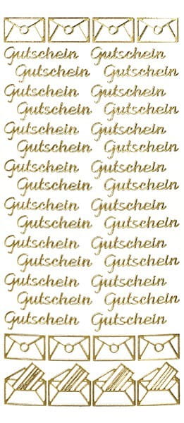 Sticker, Schrift, Gutschein in gold