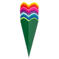 Schultüten, Zierkante, 14cm hoch, Ø 6cm, Deko-Karton, verschiedene Farben, 12 Stück