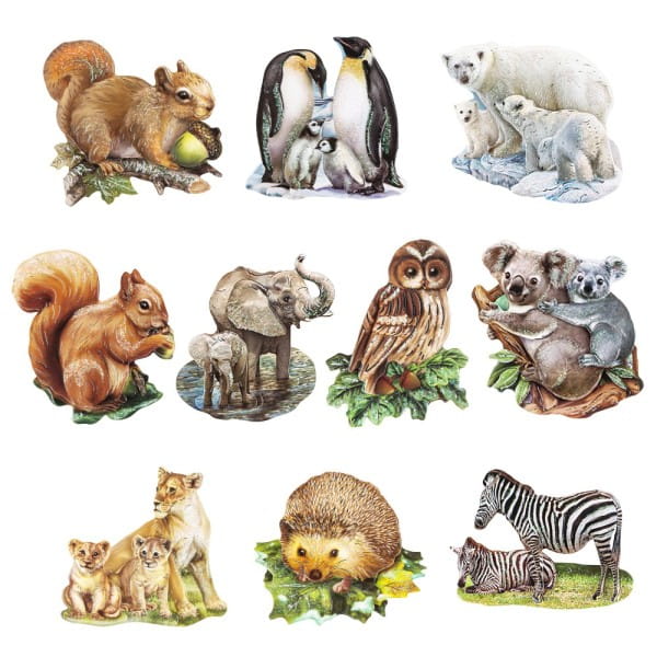 3-D Motive, Tiermotive, Silber-Gravur, 8cm x 8cm, 10 Motive