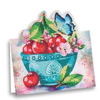 Diamond-Painting-Aufstellkarte, Schale mit Kirschen, 16,3cm x 16cm, inkl. Zubehör