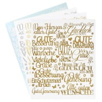 Stickerbogen "Handlettering Art", Gute Wünsche, gold, silber, weiß, 20cm x 23cm, 4 Bogen