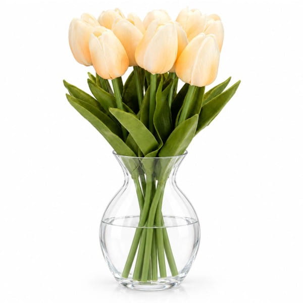 Deko-Blumen, Tulpen, 33cm lang, apricot, realistische Optik, 10 Stück