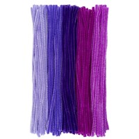 Chenille-Drähte, Violetttöne, 30cm lang, Ø 6mm, 5 verschiedene Farben, 100 Stück