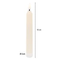 LED-Stabkerzen, creme, Ø2cm, 19cm hoch, LED in warmweiß, mit Flacker-Effekt und Timer, 2 Stück