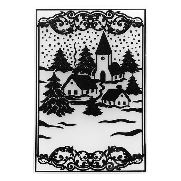 Prägeschablone, Winterdorf, 14,5cm x 9,5cm