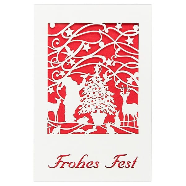 Laser-Grußkarte "Frohes Fest 2", 12cm x 18cm, mit Einleger & Umschlag