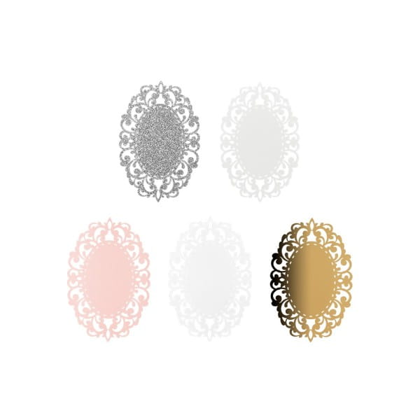Laser-Kartenaufleger, Zierdeckchen, Ornament 10, 14cm x 9,2cm, 220 g/m², 5 Farbtöne, 20 Stück