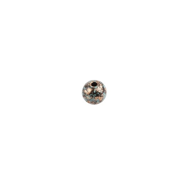 Perlen, Rund, marmoriert, Ø 0,8cm, kupfer mit grüner Patina, 230 Stück