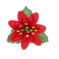 Deko-Blüten Weihnachtsstern 1, Ø 8cm, rot mit grünen Blättern, 15 Stück