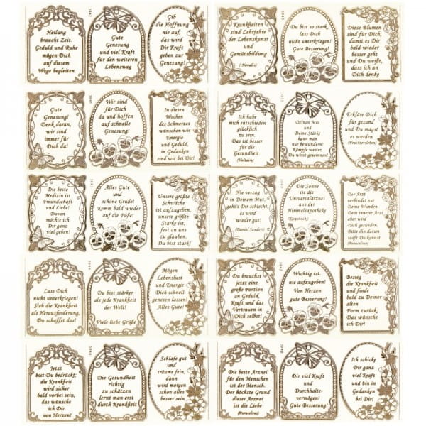 Gravur-Sticker, 30 herzliche Genesungswünsche, 10 Bogen