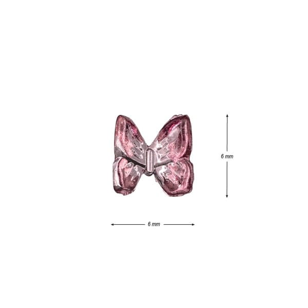 Miniatur-Schmuckstein-Schmetterlinge, transparent, 0,6cm x 0,6cm x 0,3cm, beere, 100 Stück