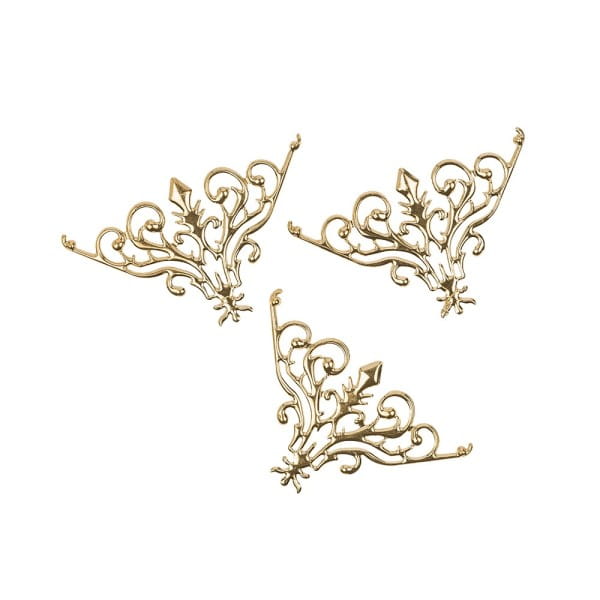 Metall-Ornamente, Design 29, 7,7cm x 4,8cm, hellgold, 3 Stück