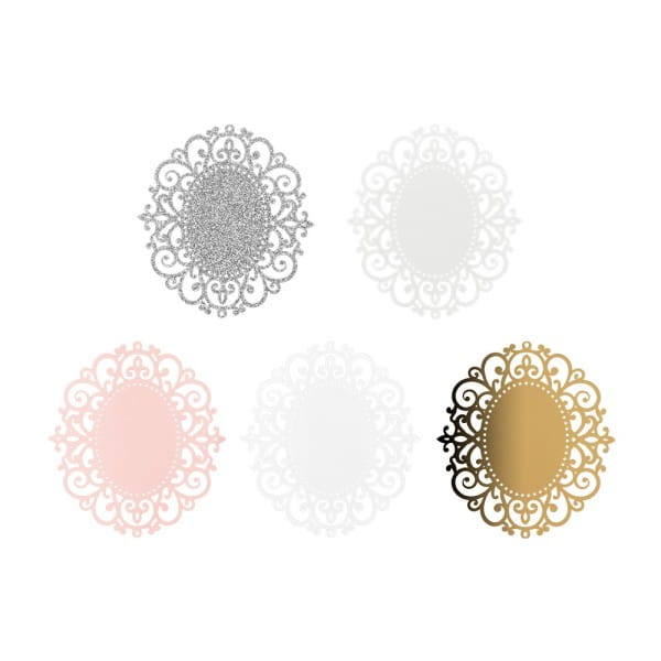 Laser-Kartenaufleger, Zierdeckchen, Ornament 11, 11,5cm x 10,5cm, 220 g/m², 5 Farbtöne, 20 Stück
