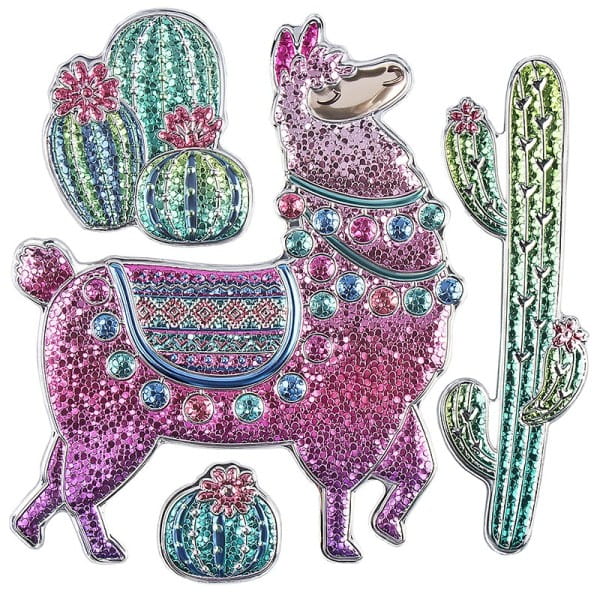 Relief-Sticker, Lama, Pailletten-Optik, 25cm x 25cm