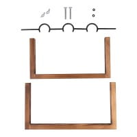 Glas-Vasen im Holzständer, 3 Glas-Vasen: Ø 6,5cm, 10cm hoch, Holzständer: 27cm breit