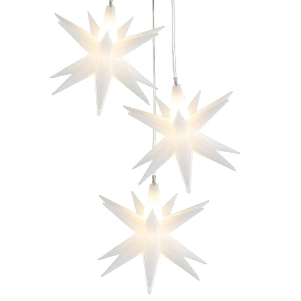 3-D LED-Sterne-Trio, weiß, je Ø 10cm, 16 Strahlen, warmweiß, inkl. Timer | Leucht-Deko | LED & Leucht-Deko | Deko- & Geschenkartikel