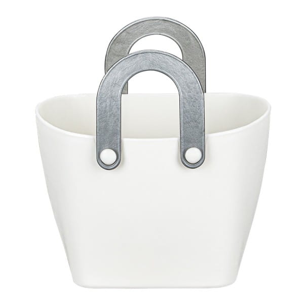 Deko-Gefäß mit Henkeln, 8,3cm x 11,7cm x 7,5cm, Rohling, weiß