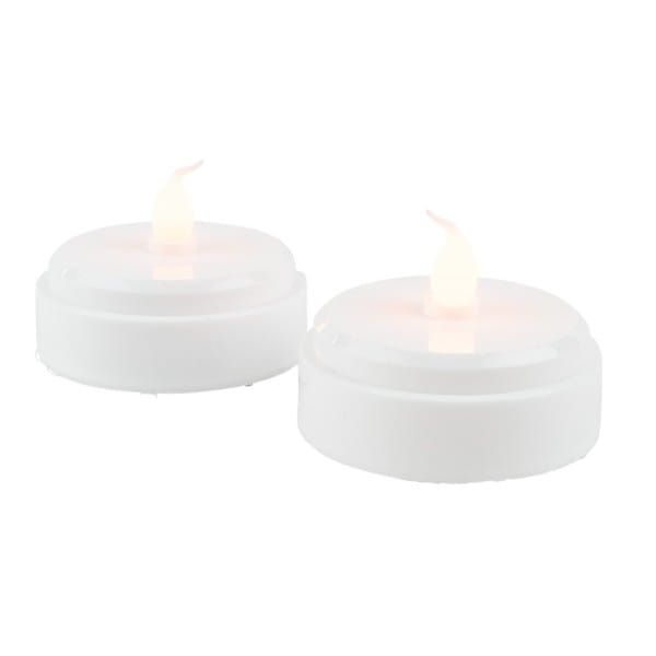 LED-Teelichter, Ø 6,5cm, 5cm hoch, weiß, mit warmem Flackereffekt, 2 Stück | Leucht-Deko | LED & Leucht-Deko | Deko- & Geschenkartikel