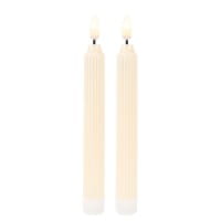 LED-Stabkerzen, creme, Ø2cm, 19cm hoch, LED in warmweiß, mit Flacker-Effekt und Timer, 2 Stück