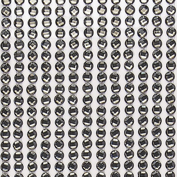 Schmuckstein-Bordüren, rund: Ø 3mm, Ø 4mm, Ø 5mm, selbstklebend, facettiert, anthrazit, 3 Bogen