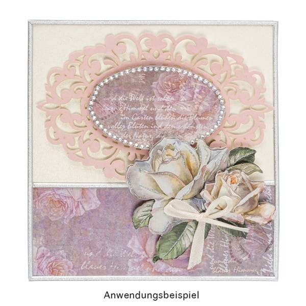 Laser-Kartenaufleger, Zierdeckchen, Ornament 10, 14cm x 9,2cm, 220 g/m², 5 Farbtöne, 20 Stück