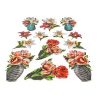 3-D Relief-Sticker, Stilvolle Blumenvasen 2, Design 4, verschiedene Größen, selbstklebend
