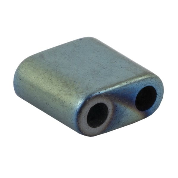 Hämatit-Perlen, Quadrat, 6mm x 6mm x 3mm, matt-grünblau changierend, 30 Stück