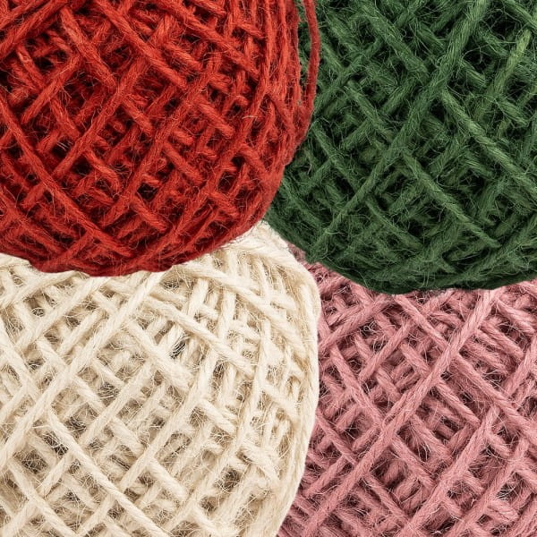 Jutekordeln, Ø 2 mm, verschiedene Farben, je 50 m lang, 4 Stück