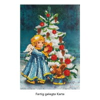 Diamond-Painting-Grußkarte, Engel mit Weihnachtsbaum, 11,5cm x 16,5cm, inkl. Zubehör
