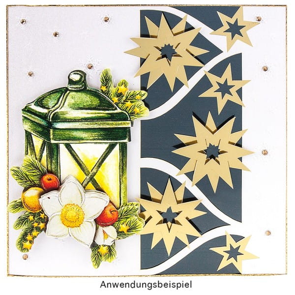 Deluxe-Grußkarten "Sterne", 16cm x 16cm, 10 Stück, inkl. Einleger & Umschläge
