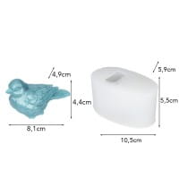 Silikonform Vogel, Größe Figur: 8,1cm x 4,4cm x 4,9cm