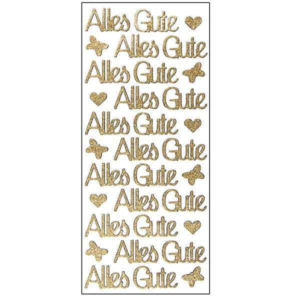 Microglitter-Sticker, Alles Gute, gold